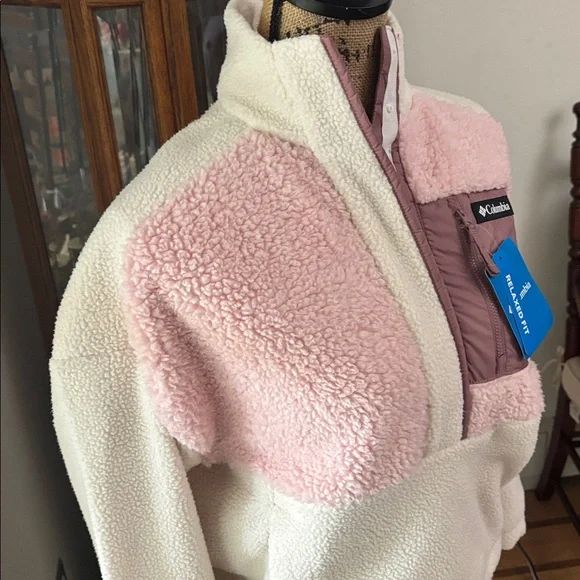 Columbia NWT Pink and White Women’s Fleece Pullover Size XS - Picture 2 of 7